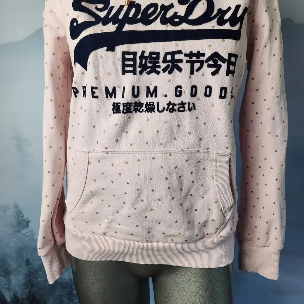 Superdry Vintage Premium Goods Shimmer All Over Print Blush Hoodie | Women's 8